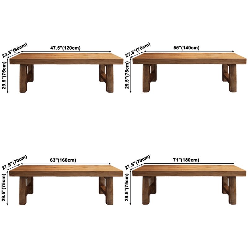 Mesa de comedor marrón de madera sólida simple forma de comedor rectángulo de mesa estándar para cocina