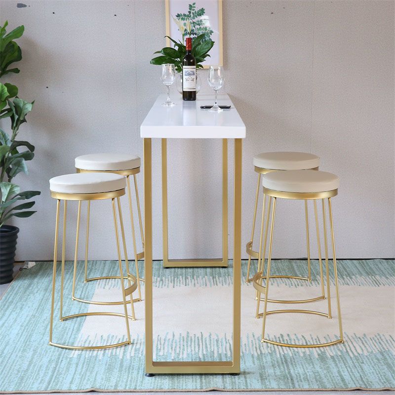 Solid Wood Bar Table Set 1/4/5 Pcs Gold Frame Bar Table and Stools