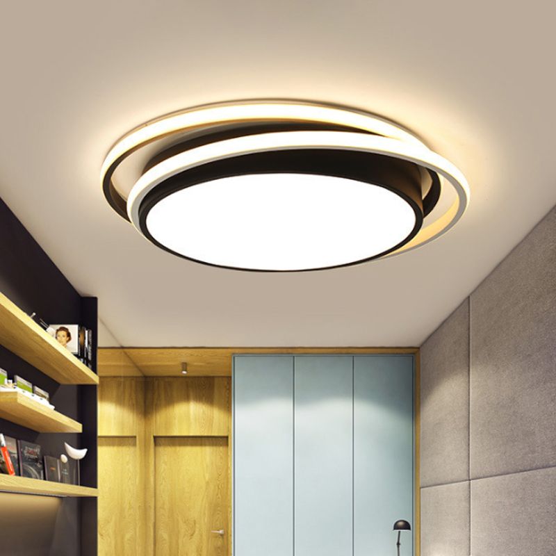 15 "/19" W W Extra - Thin Round Flush Light Minimalism Acrylic Hotel LED Tetto montato con Glowing Hoop in Black / White / Gold