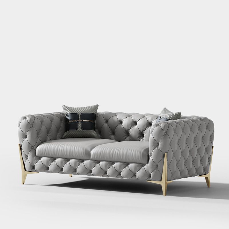 Tufted Contemporary Sofa in Gray 30.31" High Tuxedo Arm Sofa
