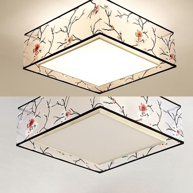 Fabric Geometrical Flush Mount Light Fixture Traditional Bedroom Flush Mount Ceiling Light
