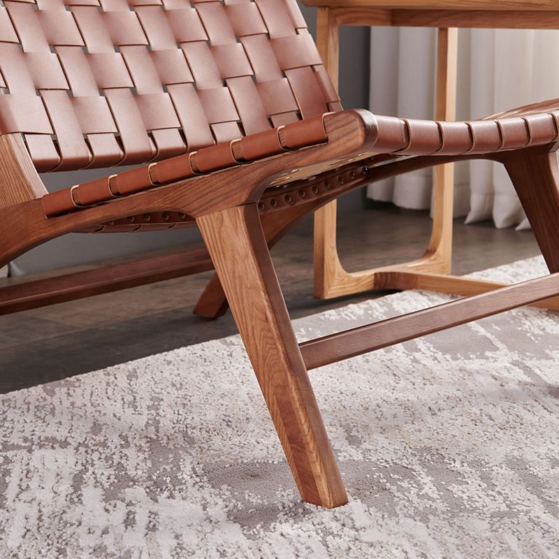 25.59" L x 31.88" W x 25.98" H Brown/Nautral Woven Accent Chair Solid Wood Lounge Chair