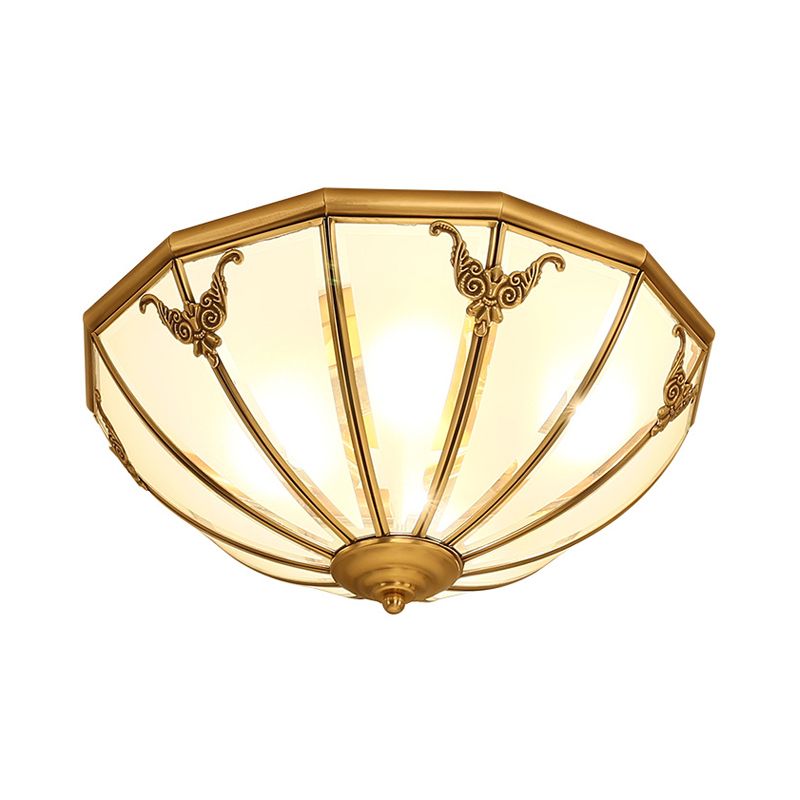 Lustre semi-encastré en forme de dôme en verre opale, éclairage classique pour chambre à coucher, doré