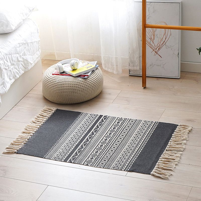 Alfombra de algodón sin costuras multicolor Algodón Algodón bohemio Área de área para mascotas para dormitorio