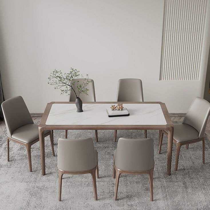 Modern Sintered Stone Top Dining Set Rectangle 1/4/5/7 Pieces Wooden Table Set