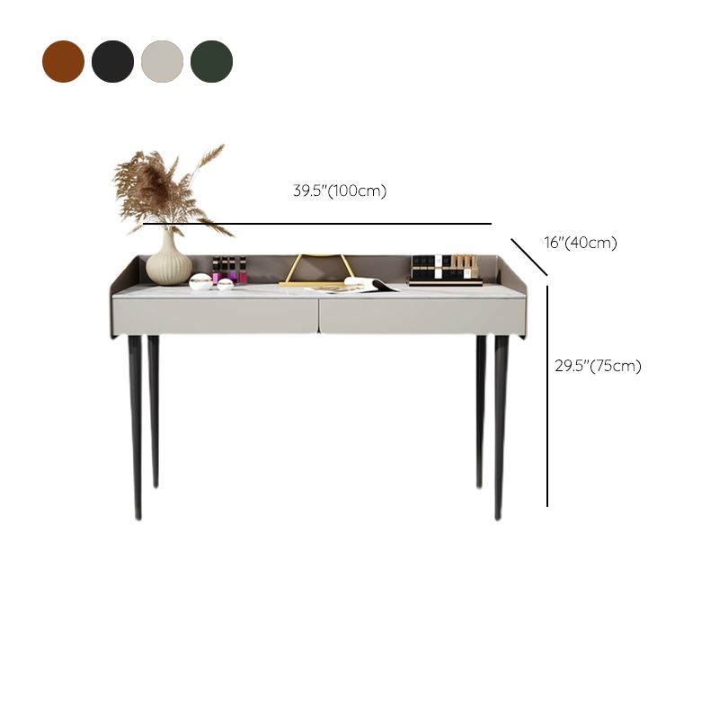 29.52 " Height 2-Drawer Makeup Table Modern Slate Top Vanity Stool