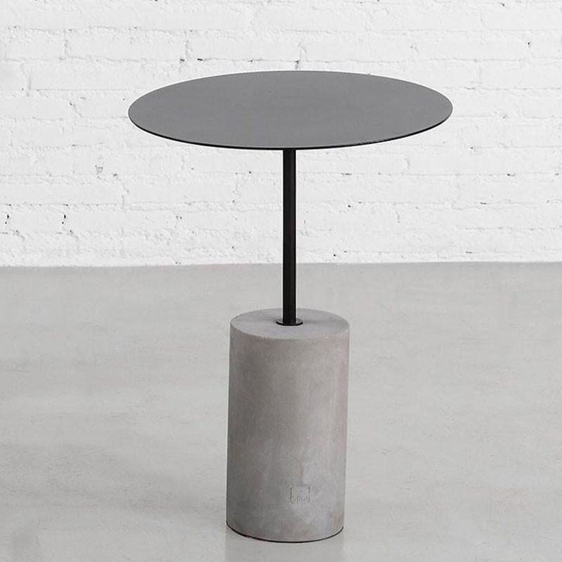 Side Table Metal Pedestal Round Mid-Century Living Room End Table