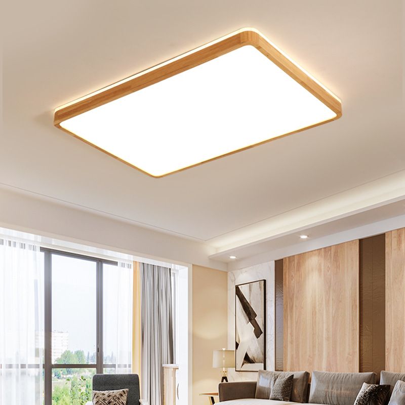 Geometry Shape LED Ceiling Lamp Modern Wood 1 Light Flush Mount for Dining Room Corridor