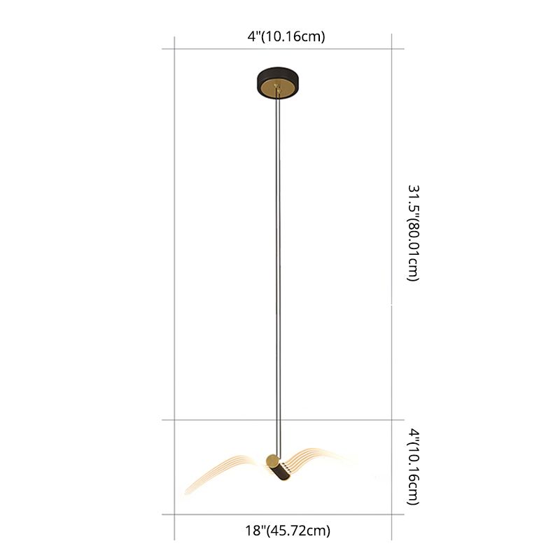 Iluminación de suspensión en forma de pájaro lámpara colgante de acrílico acrílico en latón en latón