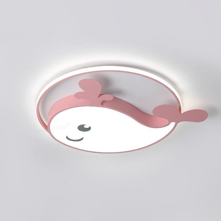 Kinder Kreative LED Deckenleuchte Schmiedeeisen Dolphin Flush Mount mit Acryl Schatten