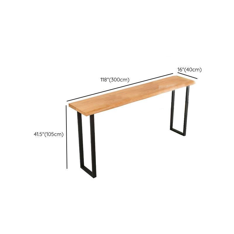 Industrial Metal Base Bar Table Black Iron Solid Wood Pub Table for Patio Use