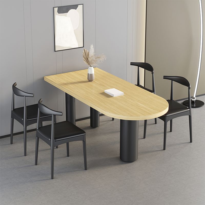 Table en bois irrégulière pour restaurant Table à manger moderne avec 3 pieds