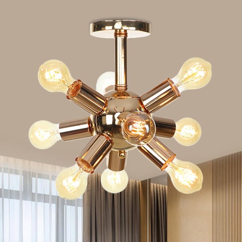 Chroom/gouden Sputnik semi-inbouw vintage ijzer 6/9/12 lichten restaurant verzonken plafondlamp armatuur