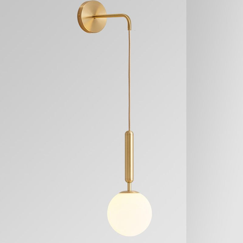 6" Diameter Orb Glass Shade Simplicity Wall Lamp 1-Light Nordic Style Bedside Sconce Lights