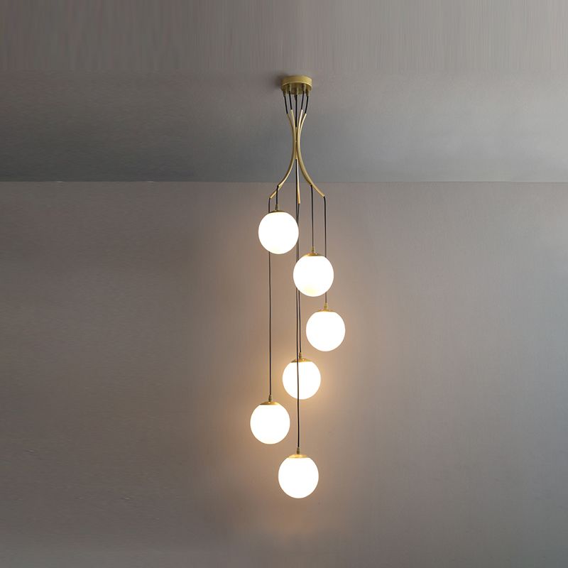 Spherical Shape Glass Pendant Lights Modern Style Single Light Hanging Lamps