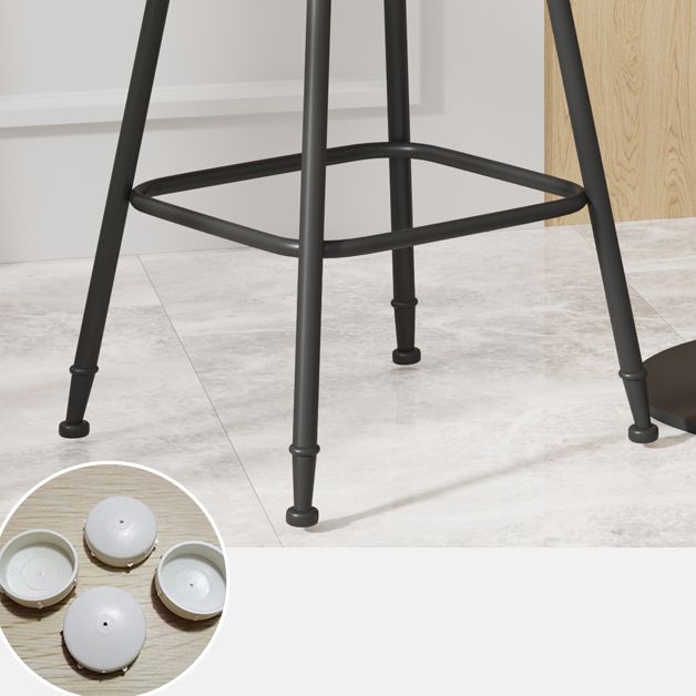 Modern Armless Backrest Counter Stool Iron Cafe Bar Stool with Leather Cushion