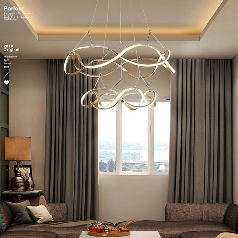 Multi Lights Aluminum Chandelier Lighting Fixtures Modern Style Multi-Tier Pendant Light