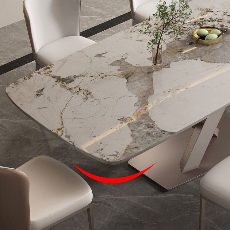 Glam Style Rectangle Table Set 1/2/5/7 Pieces Dining Set with Metal Legs