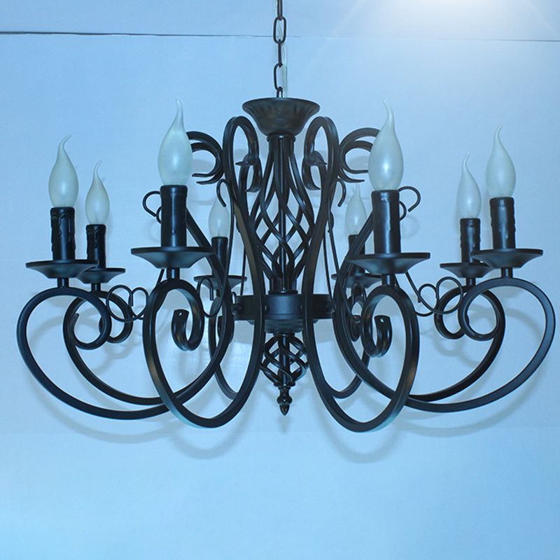 6/8 Lampenlampe Deckenlampe mit Wirbelarm Metall traditioneller Esszimmer Kronleuchter Anhänger Licht in Rost