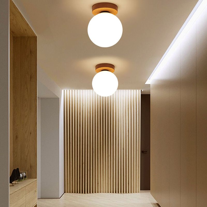 Modern Ceiling Light Wooden Flush Mount Ceiling Light Fixture for Bedroom