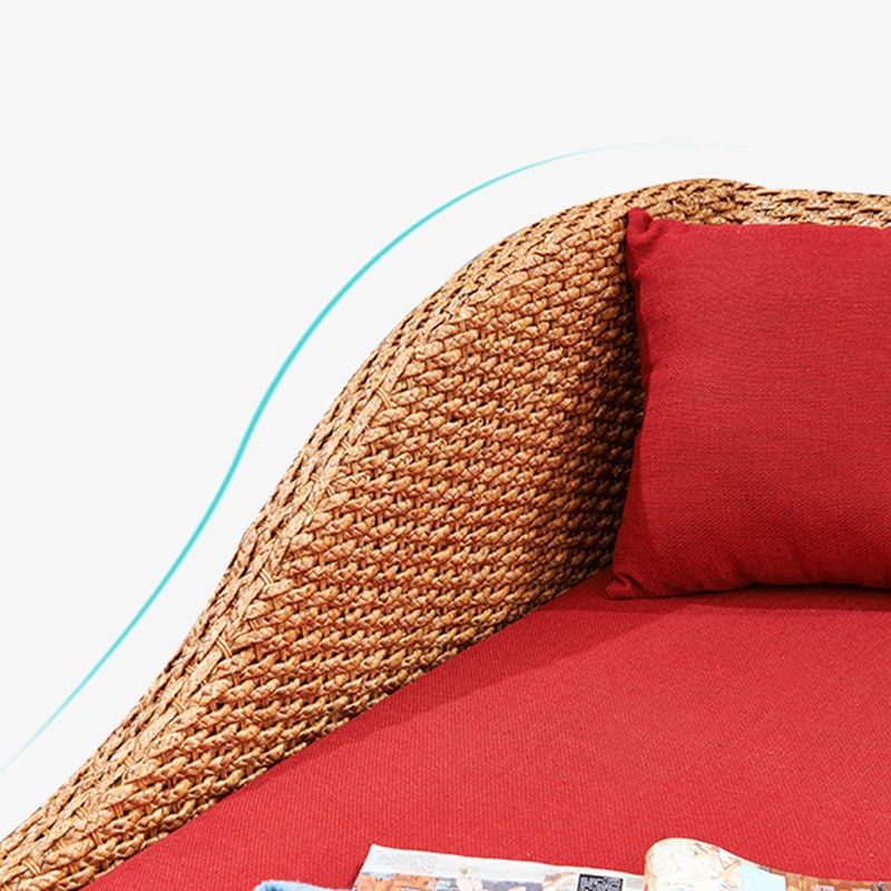 Rattan Chaise Lounge Chair Upholstered Chaise with One Armed