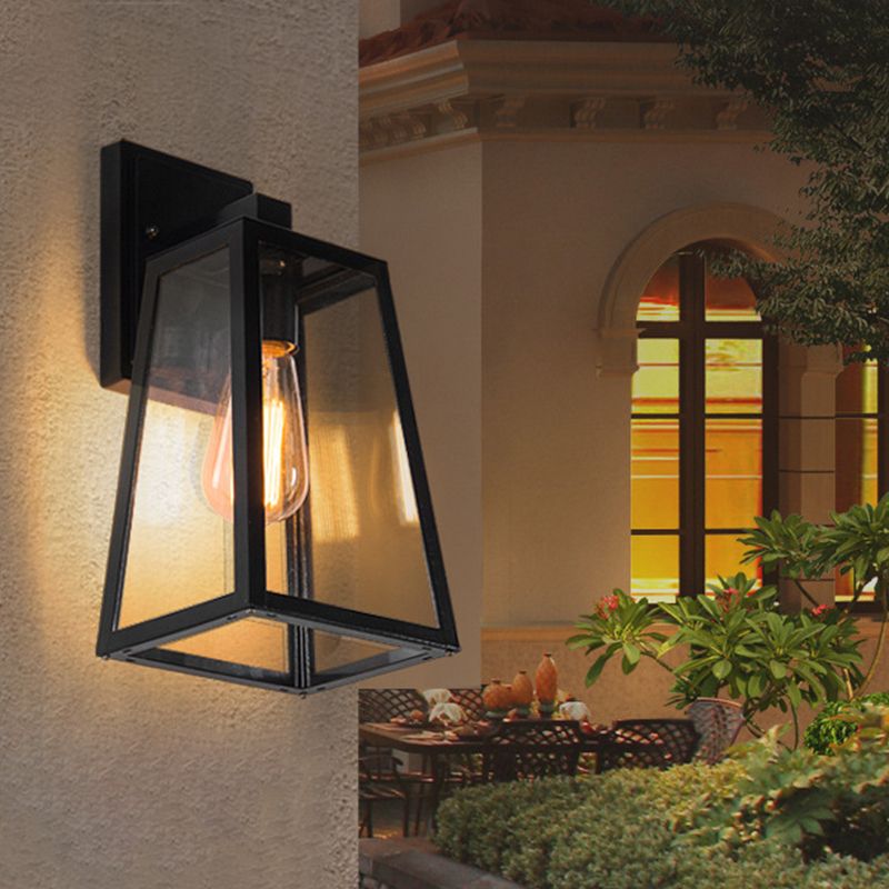 Industrial Metal Wall Light 14" High Wall Sconce with Glass for Outdoors