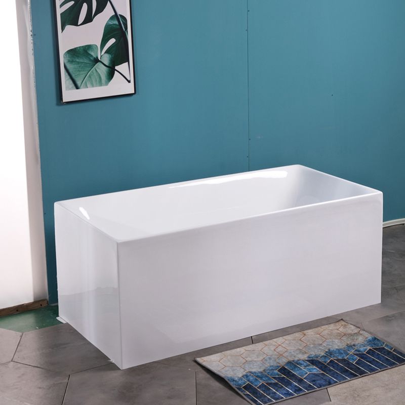 Acrylic Soaking Bathtub White Rectangular Back to Wall Bath Tub