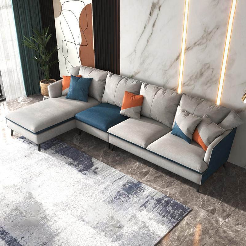 3/4-seater Faux Leather Sectional Recessed Arm Sectional Sofa