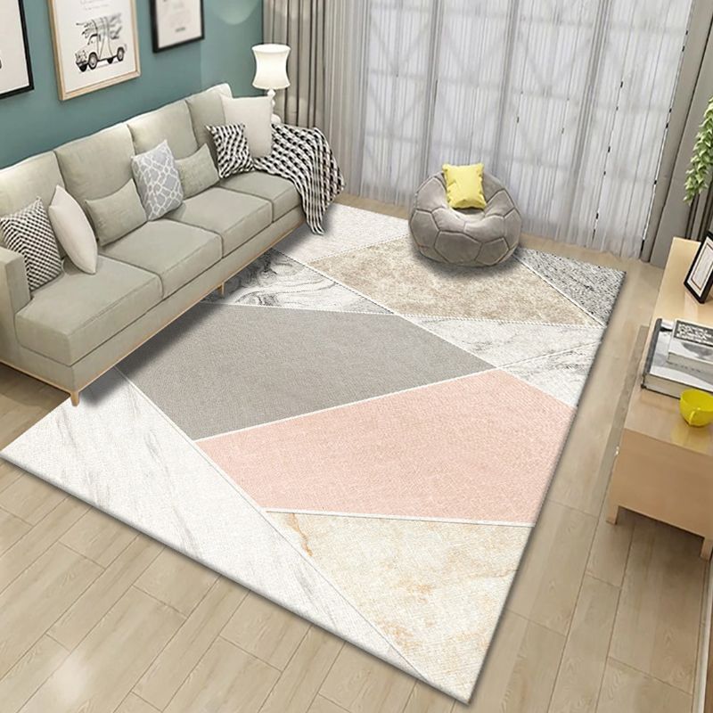 Marble Print Indoor Rug Polyester Modern Rug Stain Resistant Carpet for Living Room
