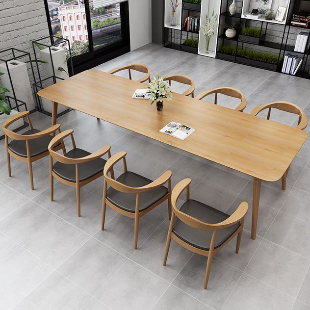 Forma rettangolare tavolo da pranzo moderno tavolo fisso in legno con legno massiccio