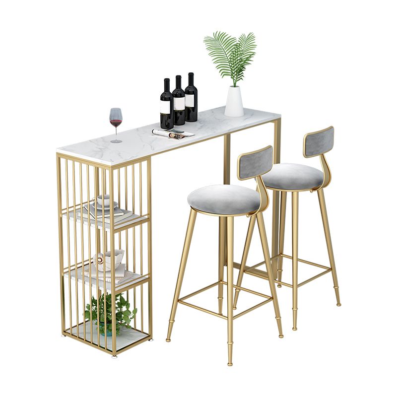 Industrial Style Bar Table Stone Rectangle Pub Table for Outdoor and Breakroom