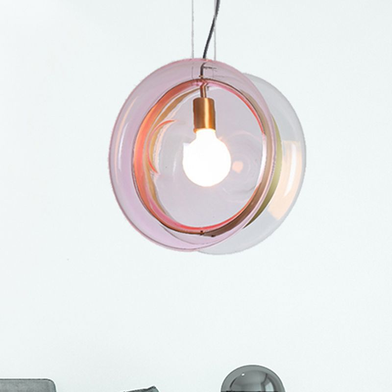 Corridor Orbit Hotel Suspension Glass Light Single Head Pendant Lampe avec bague en laiton