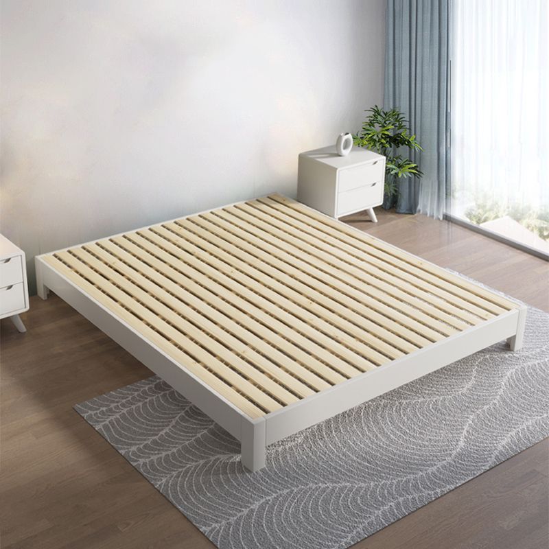 Modern White Platform Bed Solid Wood Platform Bed Frame with Headboard