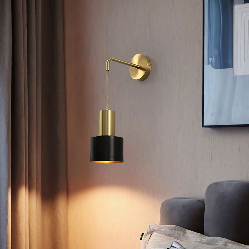 Lámpara de pared colgante artística moderna Luz de pared cilíndrica de cobre para espacios interiores