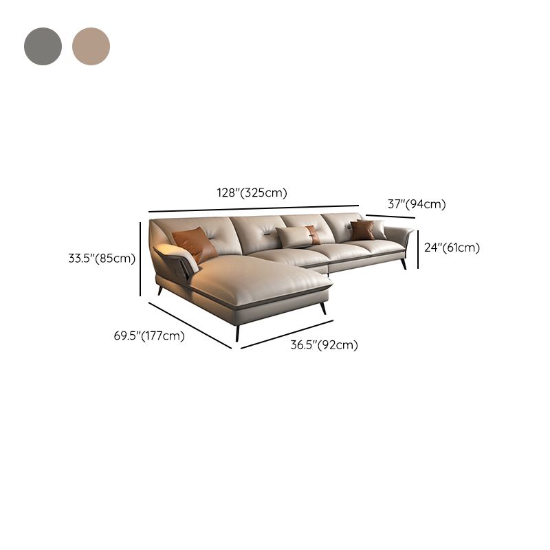 Brown/Gray Modernism 4-seat Sectional Tufted Flared Arm Sectional