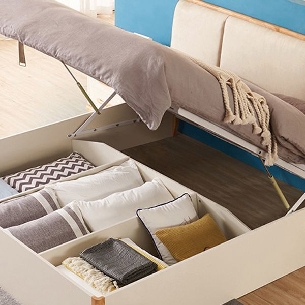 Wood Standard Bed with Upholstered Headboard Mattress Included 41.33" High