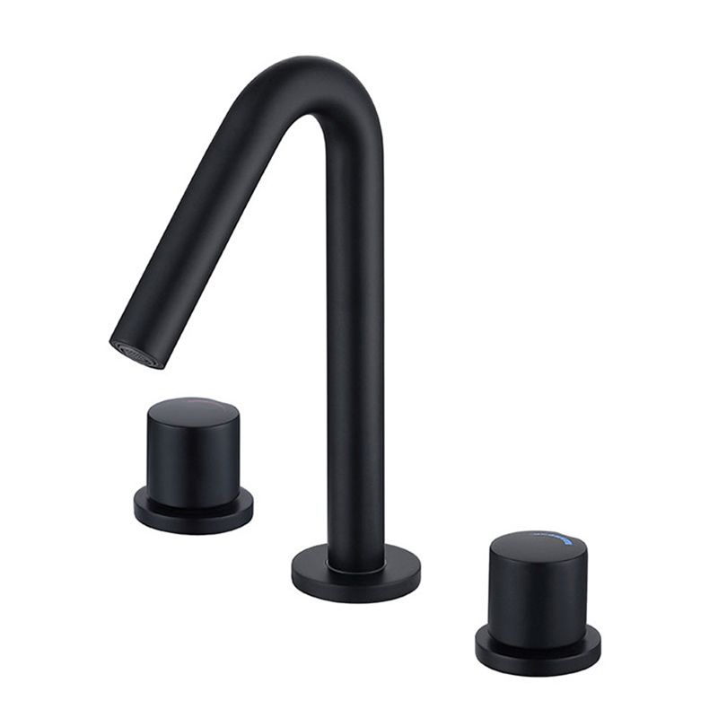 Circular 2-Handle Bathroom Faucet with Copper 3-Hole Widespread Bathroom Sink Faucet
