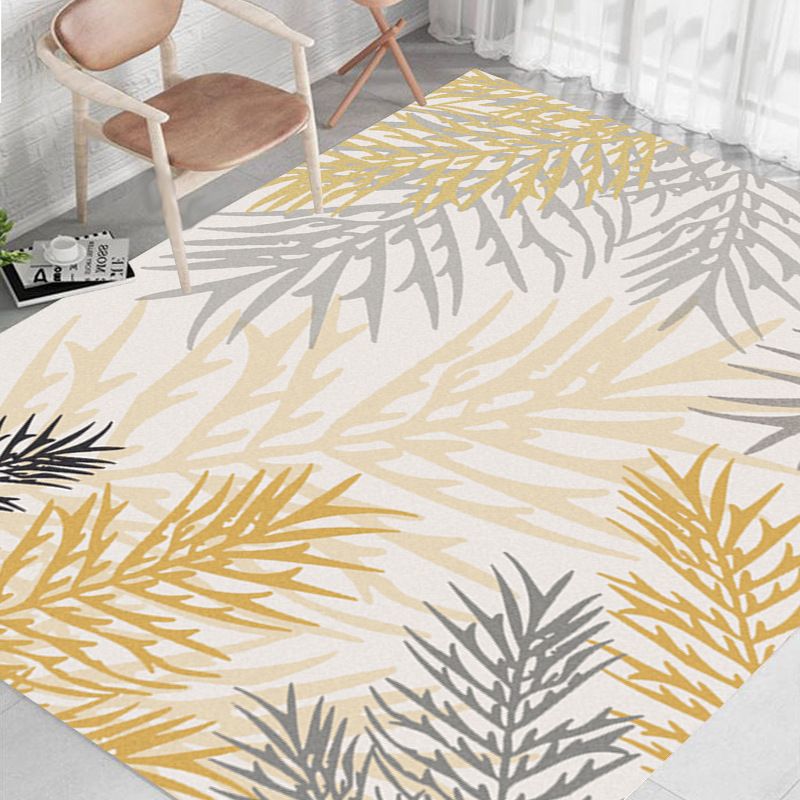 Green Plants Carpet Polyester Casual Area Rug Non-Split Backing Indoor Carpet for Indoor Room