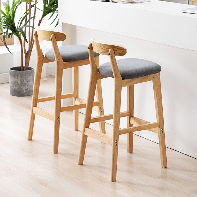 Modern Armless Backrest Counter Stool Rubber Wood Cafe Bar Stool with Seat and Pedal