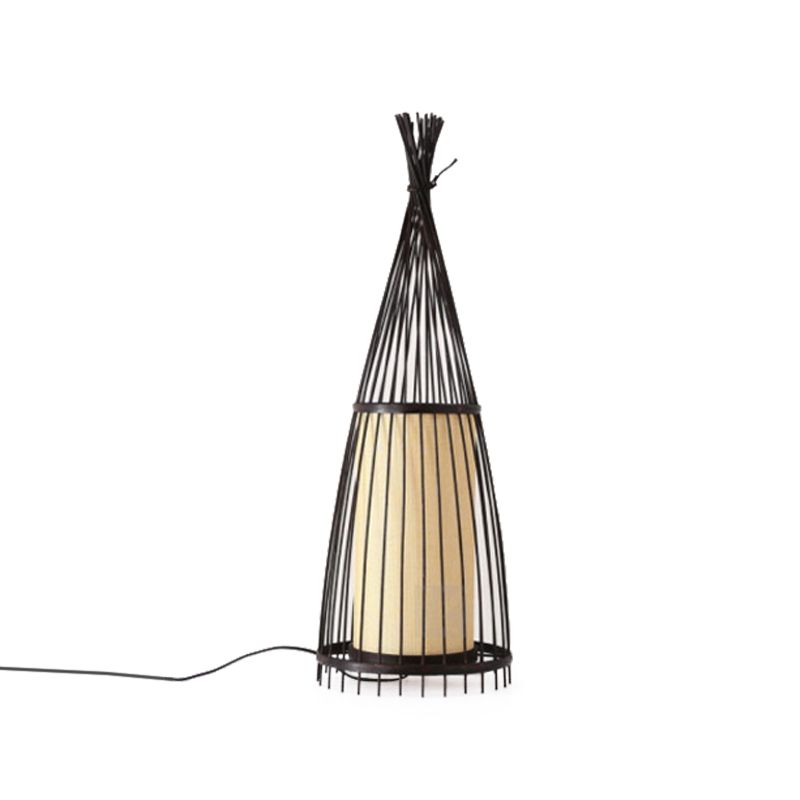 Lumo da pavimento a forma di pesce nero/beige Asia Asia Bamboo Stand Up Lampada per soggiorno, 12 "/15" W