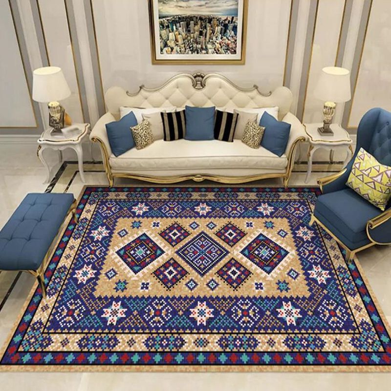 Light Orange Retro Carpet Polyester Graphic Carpet Washable Carpet for Living Room