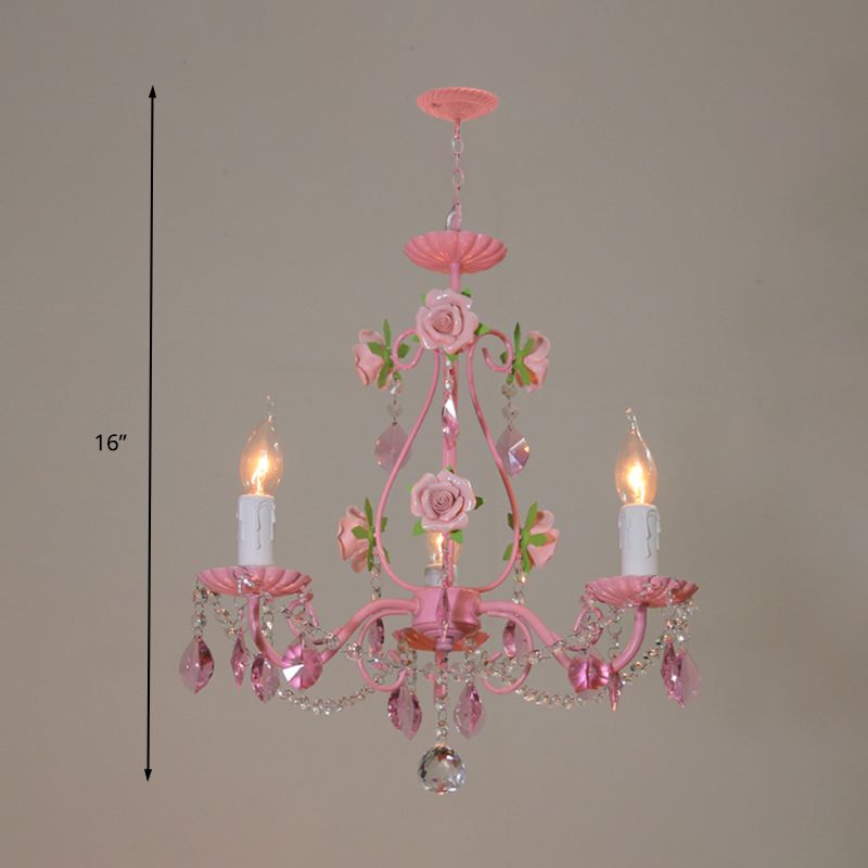 Cranchelier de lustre de pendentif rose cristallin 3/5/8 Lumières Plafond traditionnel s'arranger pour le salon