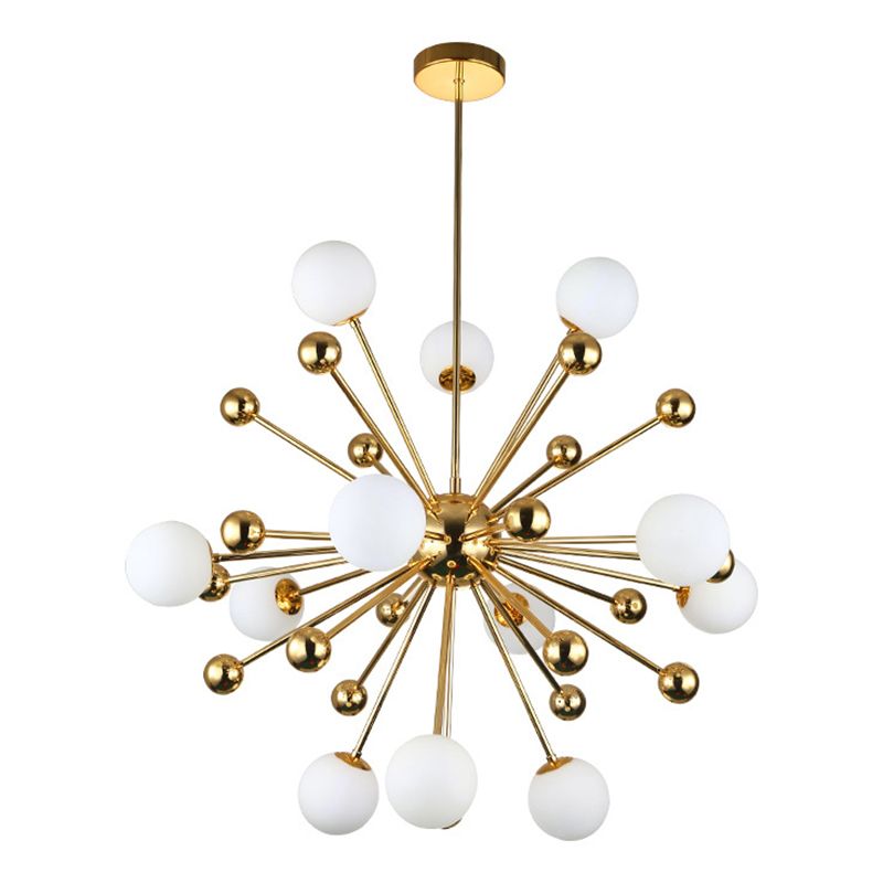 Luce a sospensione in oro in vetro in lampadario di ferro elettroplato moderno in stile lusso per sala da pranzo