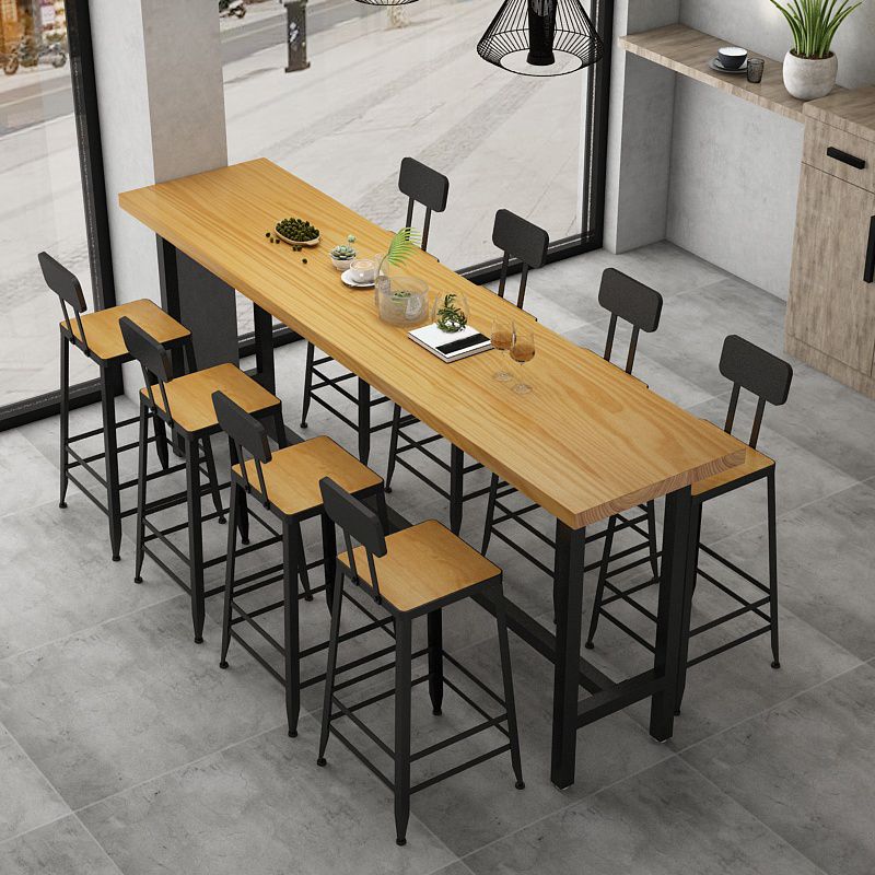 1/2/9 Pieces Industrial Pub Table Set Rectangle Bar Table and Armless Bar Stools