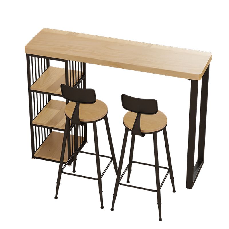 1/2/3 Pieces Industrial Bar Table and Stools Solid Wood and Metal Bar Table Set