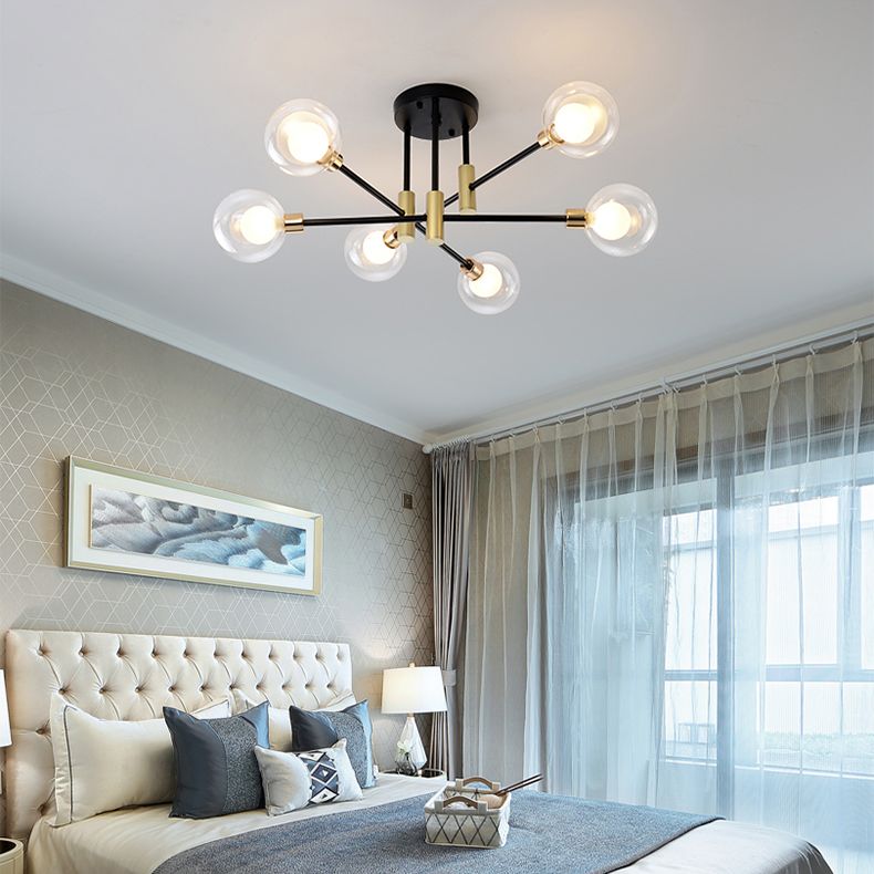 Modern Simple Ceiling Light Ball Shape Glass Shade Ceiling Lamp for Bedroom