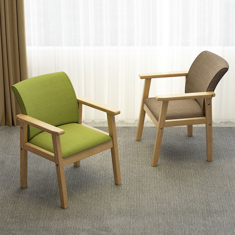 Modern Kitchen Khaki Dining Arm Chair Solid Wood Solid Back Dining Arm Chair