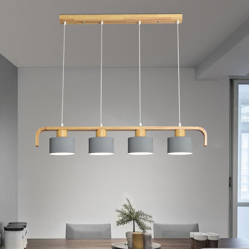 Metal Drum Shade Island Light 3/4 Heads Nordic Simple Chandelier Light for Dining Room Kitchen