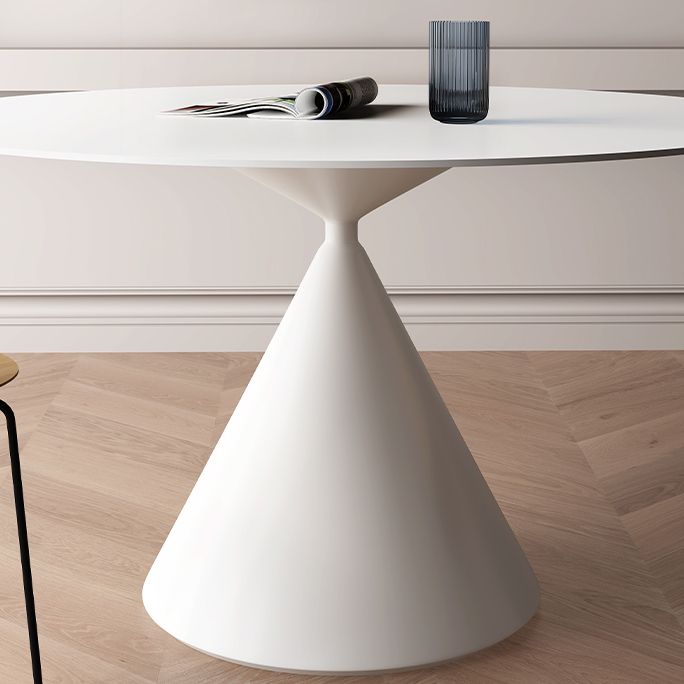 Contemporary Pedestal Dining Table Round Stone Furniture for Dining Room