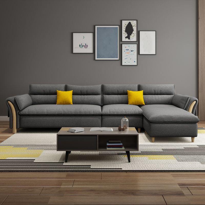 35.43" Tall Modern Linen Sectional Flared Arm Sectional for Living Room